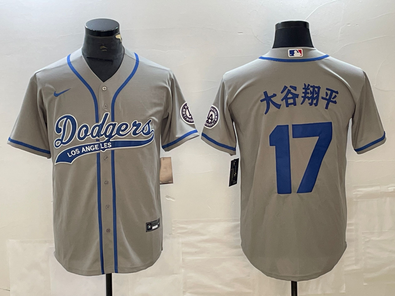 Men's Los Angeles Dodgers Shohei Ohtani #17 Gray Jersey Joint Edition